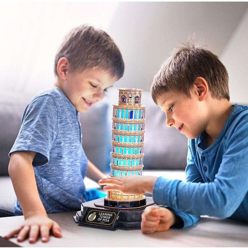 CubicFun Cubic Fun - Leaning Tower of Pisa Night Edition 3D Led Puzzle 42 Pieces - L535h - Image 4